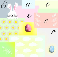 Easter pattern with eggs and hase