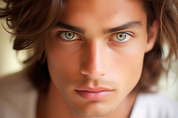Fototapeta premium Serene Stare: Ethereal Male Model