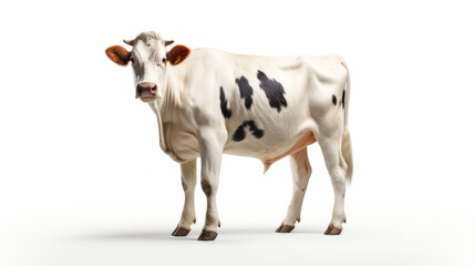 Lonely Bovine on a White Background