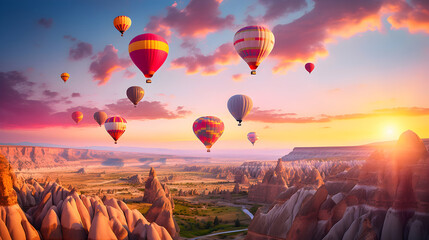 Naklejka premium The early morning sky is painted in soft hues of pinks and oranges as the sun begins its ascent. 