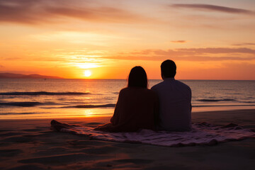 Fototapeta premium Beachside Romance: Sunset Bliss