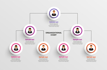 Organizational chart with business avatar icons. Business hierarchy infographic elements. Vector illustration