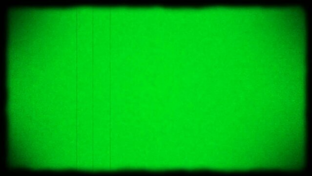 Green screen old tv screen, vhs vintage with dust and grain video effect