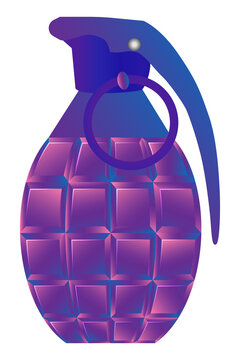 purple cyber hand grenade vector png