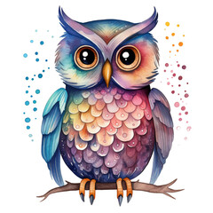 Obraz premium watercolor colorful cute owls
