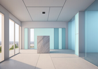 Podium product display stand, designed to showcase products, cosmetics and text, a platform for both merchandise and messaging.