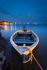 boat on the bay, Cape Cod, Provincetown, Massachusetts, night, boat dock, blue, long exposure