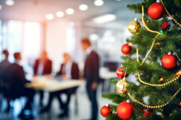 Christmas tree in business office - obrazy, fototapety, plakaty