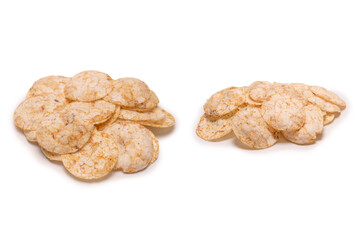 Rice chips isolated on white background.
