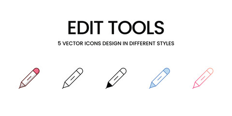 Edit tools icons set, colorline, glyph, outline, gradinet line, icon vector stock illustration isolate white background.