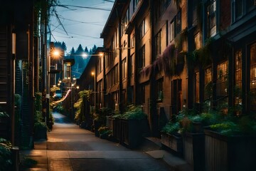 Fototapeta na wymiar old street at night