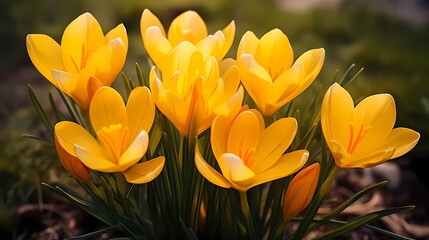 Fototapeta premium Yellow crocus background wallpaper poster PPT