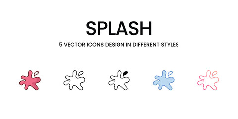 Fototapeta na wymiar Splash icons set, colorline, glyph, outline, gradinet line, icon vector stock illustration isolate white background.