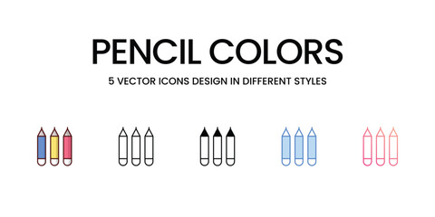 pencil colors icons set, colorline, glyph, outline, gradinet line, icon vector stock illustration isolate white background.
