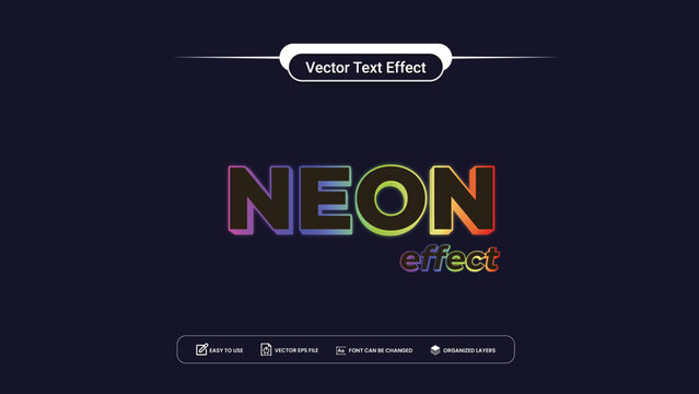 Neon text effect design| EPS vector text effect