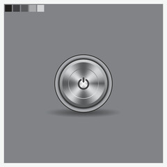 Silver round button with frame vector illustration. 3d steel glossy elegant circle design for empty emblem