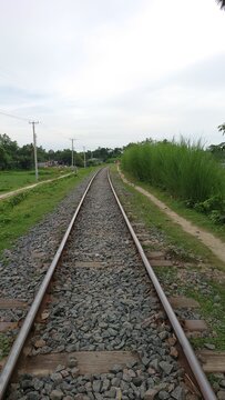 railroad tracks in the countryside