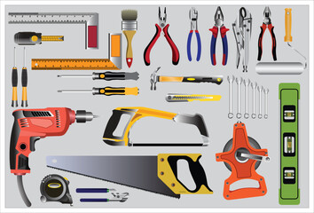 Flat design concept hand work tools box set.Vector