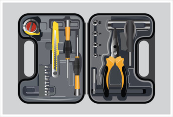 Vector illustration. Tool box for plumbing work