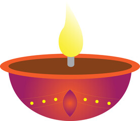 Diwali Diya lamp vector illustration. Indian Hindu religion oil lamps or lanterns with burning candle. Happy Diwali, Deepavali religion event © Mzto