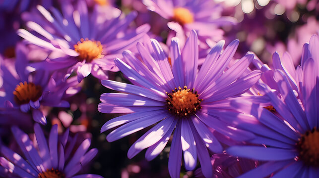 Purple flowers aster background wallpaper poster PPT