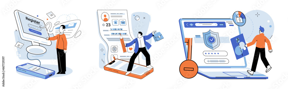 Poster authentication. vector illustration. the authentication metaphor highlights significance proving one