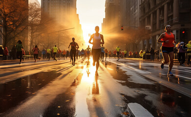 Energy and spirit of the New York City Marathon - obrazy, fototapety, plakaty