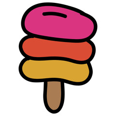 Ice cream coloring illustration, cute colorful, easy to draw