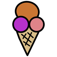 Ice cream coloring illustration, cute colorful, easy to draw