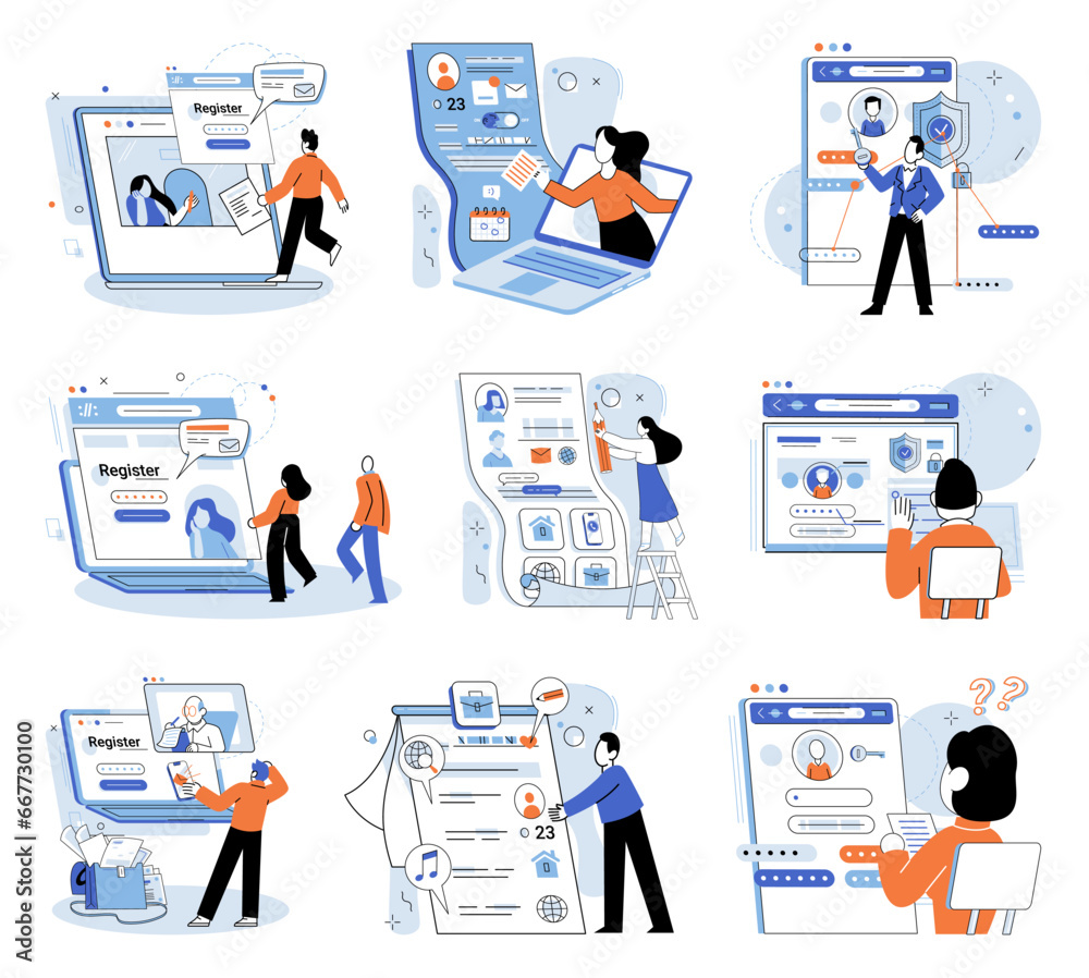 Fototapete Authentication. Vector illustration. A robust security system is essential for protecting user data Advancements in technology contribute to development secure authentication methods