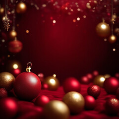 Colorful abstract background with christmas lights and white frame. Christmas background with Ribbon boll and ornaments
