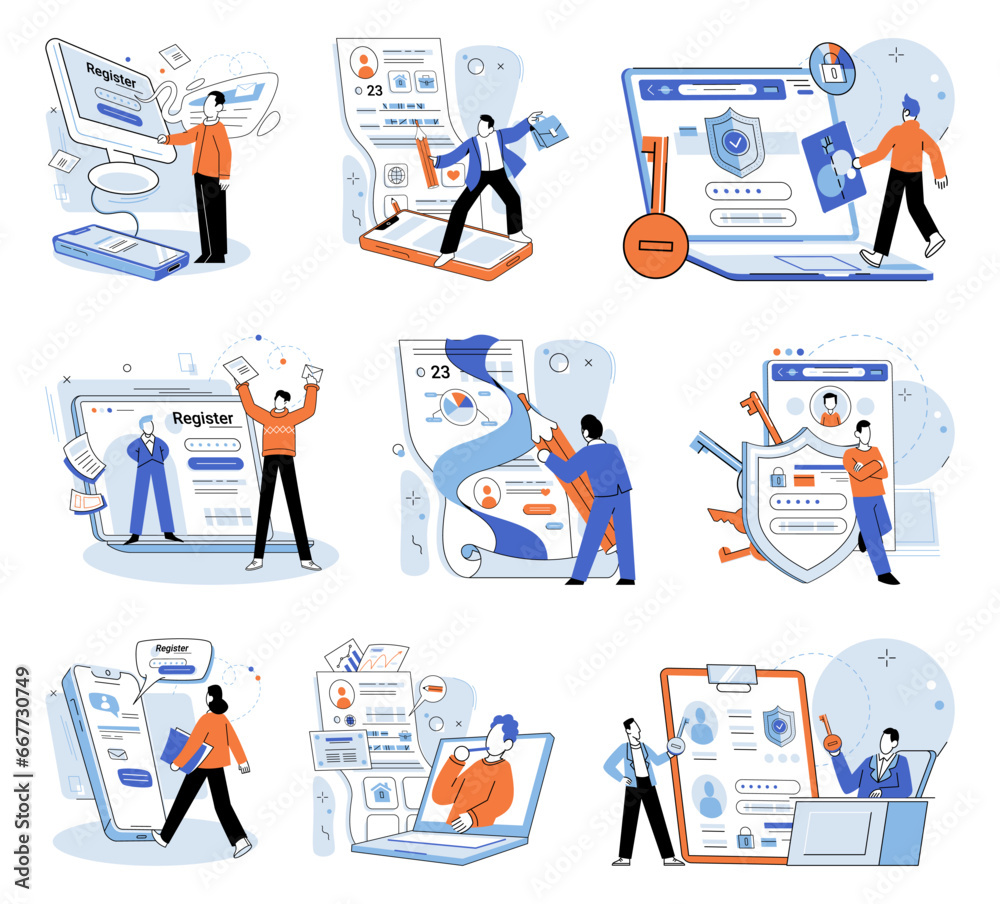 Poster authentication. vector illustration. protecting user identity is key aspect maintaining privacy the 