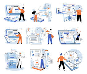 Account login. Vector illustration. Development secure login system requires careful planning and implementation Designing intuitive user interface enhances login experience for users The security