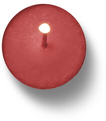 Top up view red candle with light burn.