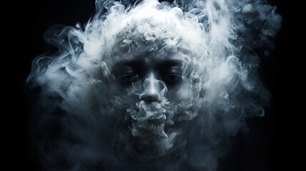 Monster face made out of smoke - obrazy, fototapety, plakaty