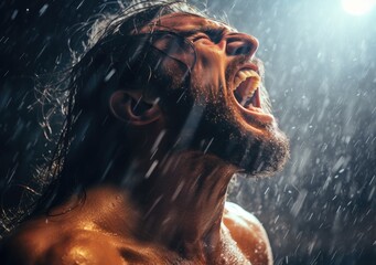 Man Shouting in the Rain