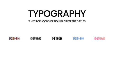Typography icons set, colorline, glyph, outline, gradinet line, icon vector stock illustration isolate white background.
