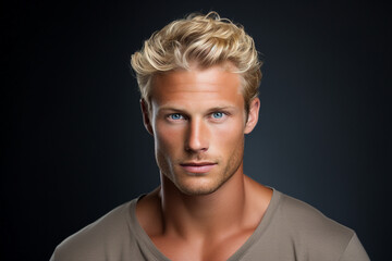 Obraz premium Photography of a nice groomed man created with generative ai isolated on dark grey background