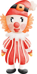 Watercolor Clown Circus Clipart - Playful Festive Decorations for Christmas