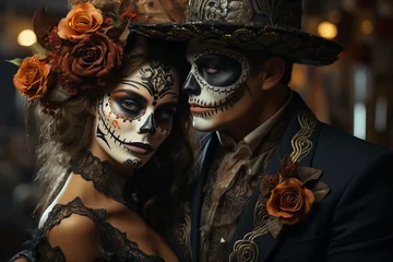 Foto op Canvas Day of the dead dride and droom picture created with generative AI technology © Tetiana