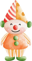 Watercolor Clown Circus Clipart - Playful Festive Decorations for Christmas