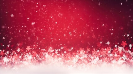 Snow Red Background. Soft lights and the Magic of Winter in a Festive Christmas Scene