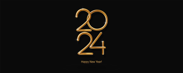 2024 Happy New Year hand lettering calligraphy. Vector holiday illustration element. Typographic element