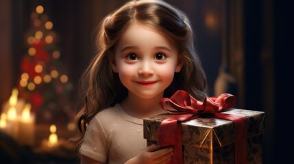 Fototapeta na wymiar memorable moments of a child receiving a gift generative ai