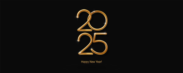 2025 Happy New Year hand lettering calligraphy. Vector holiday illustration element. Typographic element
