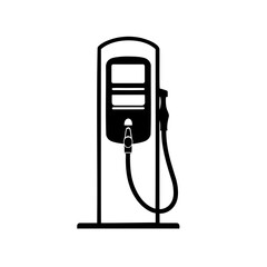 Minimalist, black and white vector icon of an electric car charging station