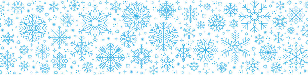 Fototapeta na wymiar Snowflakes. Winter background with Snowflakes border. Christmas background for greeting card. Vector illustration