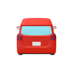 自動車のイラスト素材　デフォルメ　コンパクトカー　5ドアハッチバック　赤（1_f）