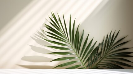Palm Leaves Shadow on Light Background Evoking a Sense of Serenity. AI generated