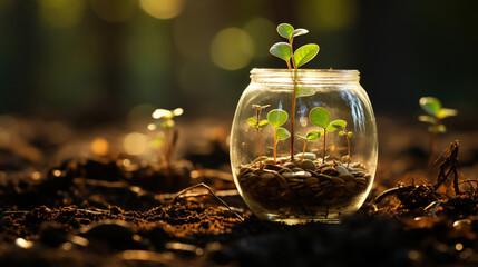 Magical Fantasy Money Tree Concept of Money Investment Focused Foreground